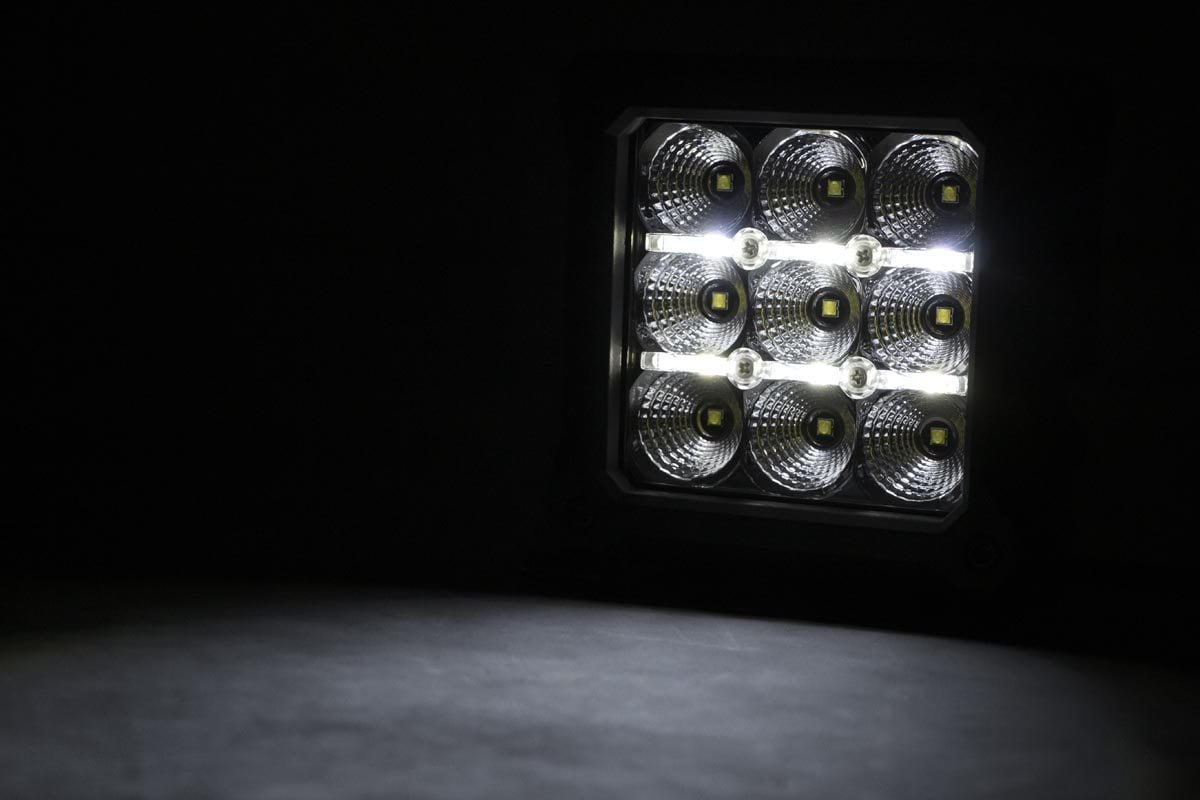 Rough Country 70905DRL 4 Inch Chrome Series LED Light Pods | Square | White DRL | Pair - Image 3