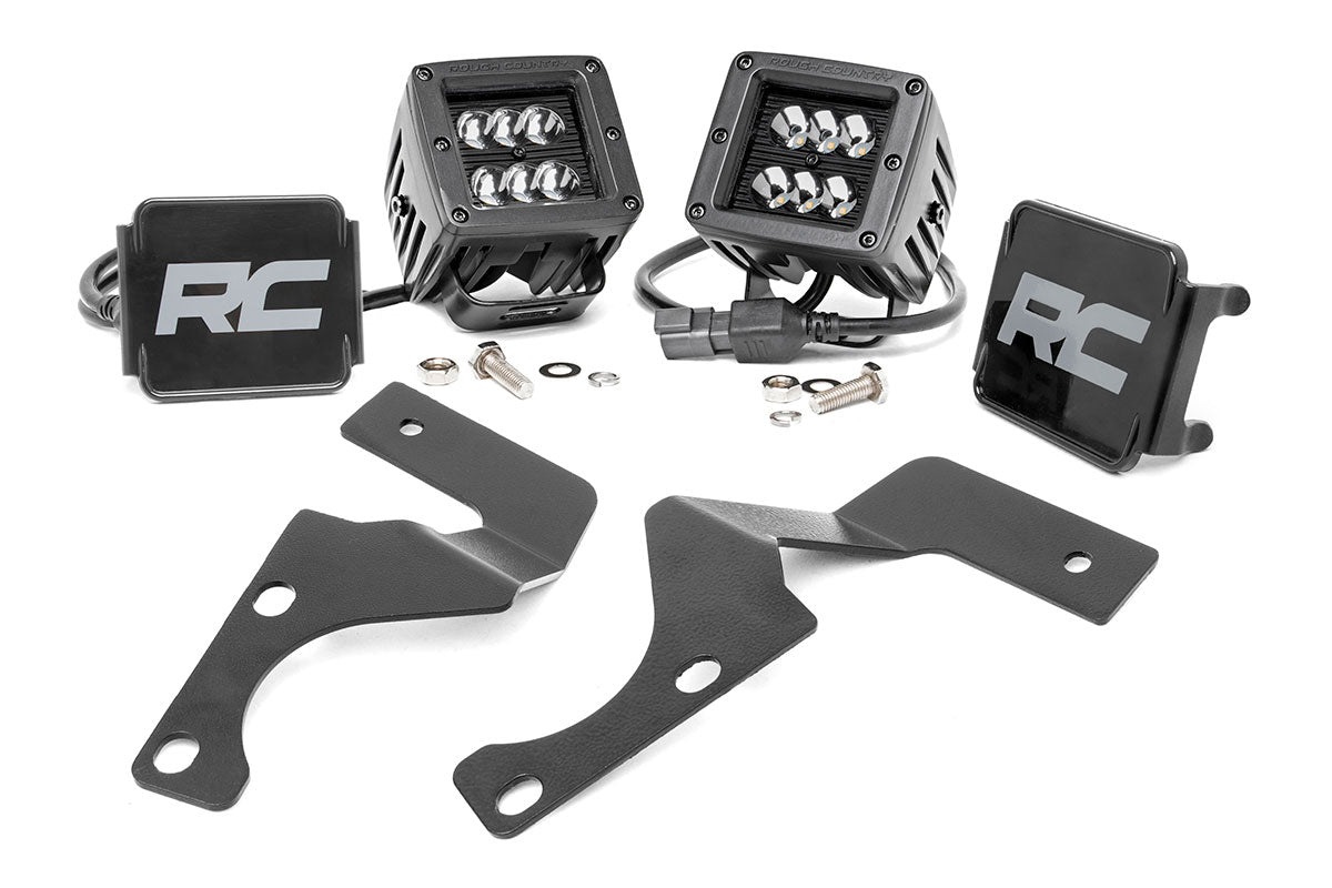 Rough Country 70796 LED Light Kit | Ditch Mount | 2" Black Spot Pair | Toyota 4Runner (10-24) - Image 1