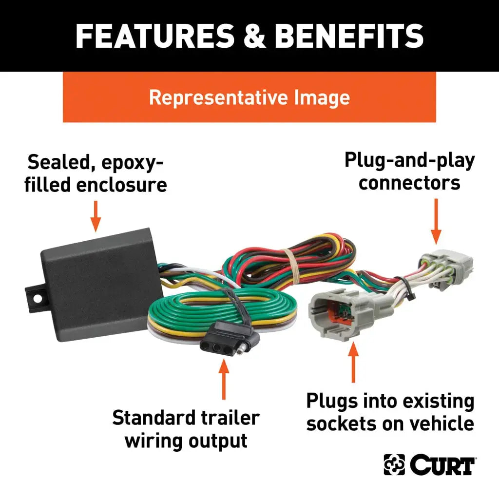 CURT 56407 Custom Wiring Harness, 4-Way Flat Output, Select Jeep Wrangler JL, Gladiator - Image 2