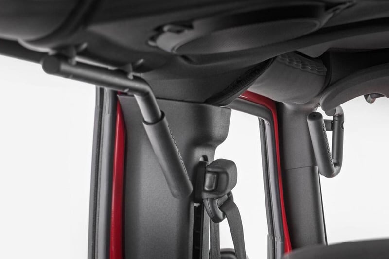 RC Grab Handles | Steel | Front | Red | Jeep Wrangler JK/Wrangler Unlimited (07-18) (manufacturer page)