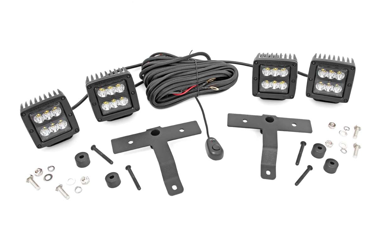 Quad LED Light Kit | Cowl Mount | 2" Black Pairs | Spot | Jeep Gladiator JT/Wrangler JL (18-26) - Lighting & Acc (Image 1 of 6)
