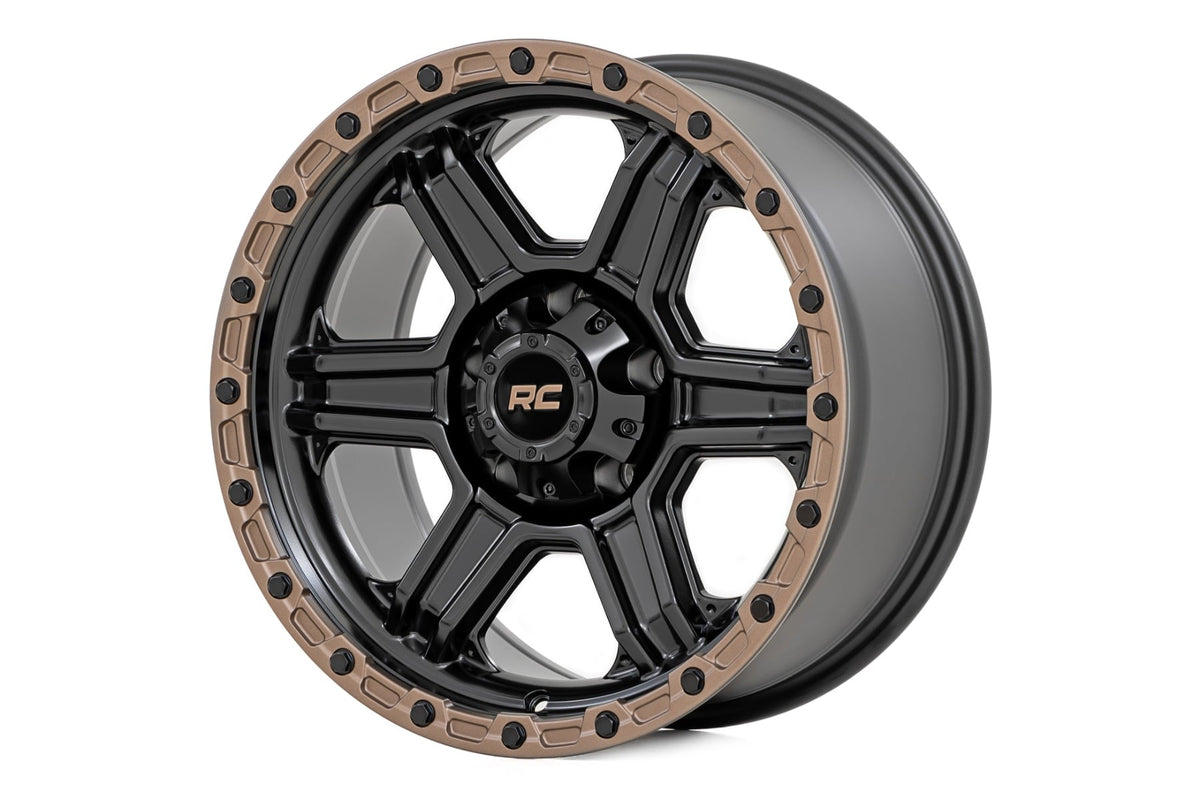 Rough Country 79 Series Wheel | One-Piece | Semi Gloss Black w/Bronze Ring | 18x9 | 5x5.5 | -12mm - RC Wheels (Image 1 of 6)