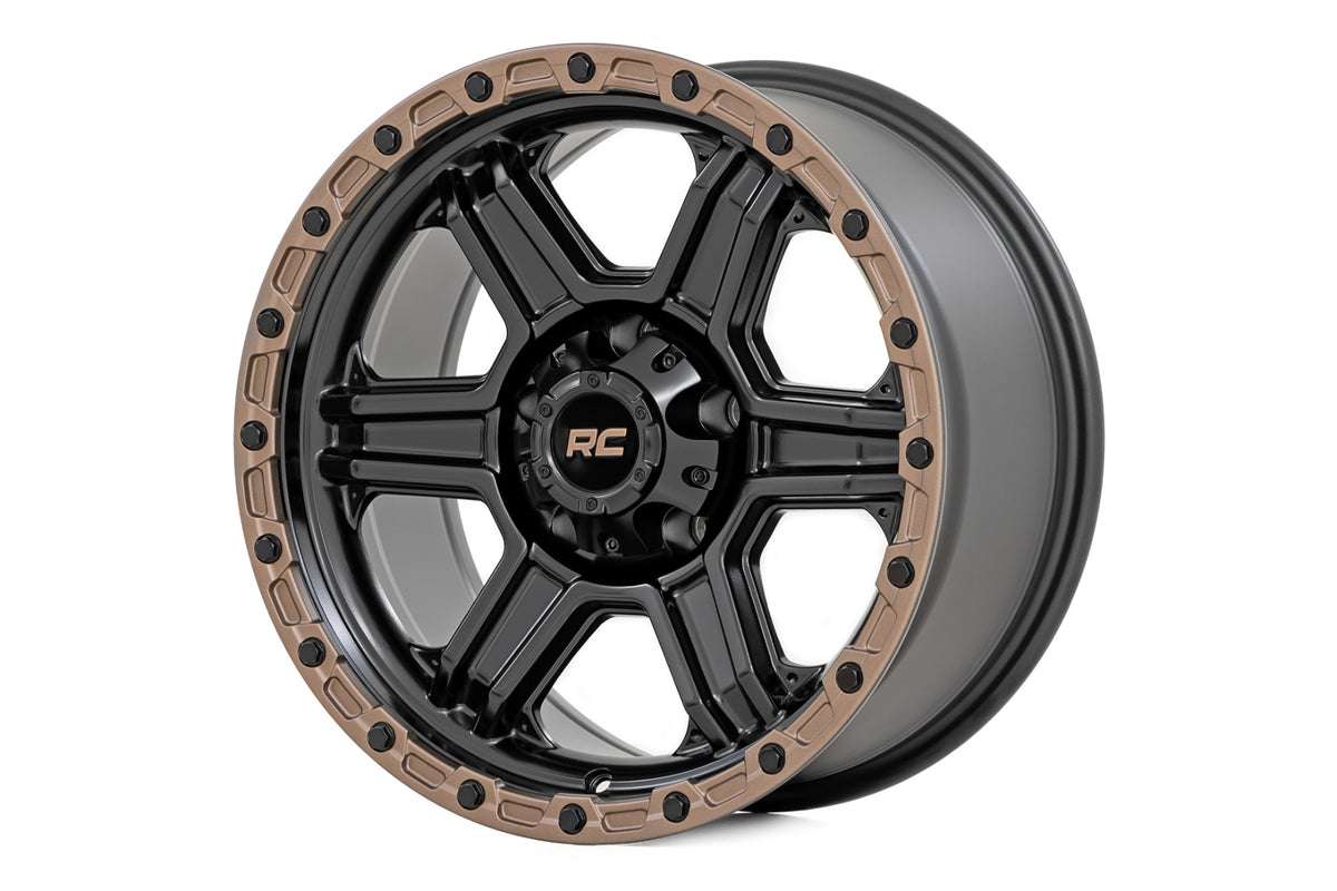 Rough Country 79 Series Wheel | One-Piece | Semi Gloss Black w/Bronze Ring | 17x8.5 | 5x4.5 | 0mm - RC Wheels (Image 1 of 6)