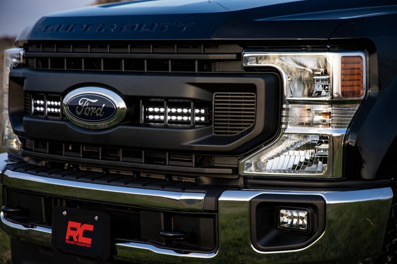 RC LED Light Kit | Grille Mount | 10 Inch Black | Slimline | Ford F-250 Super Duty (20-22) (manufacturer page)