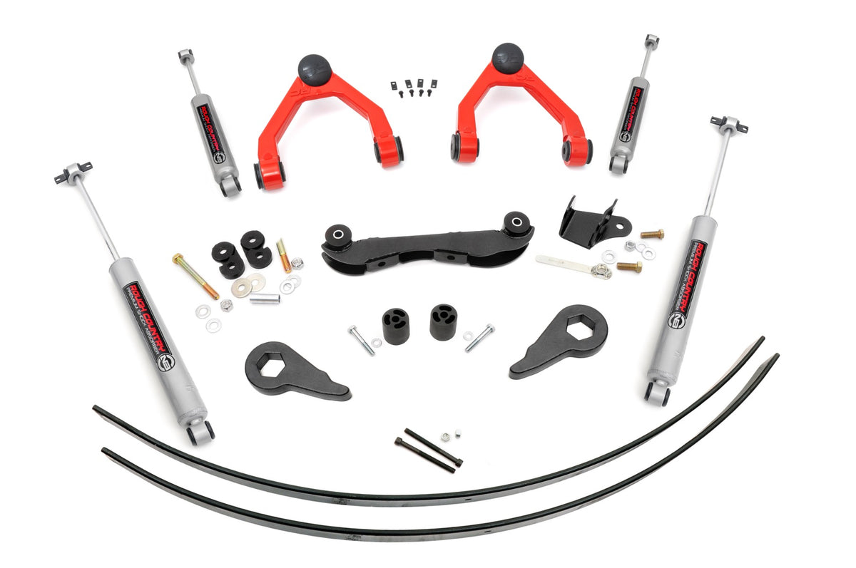 Rough Country 17030RED 2-3 Inch Lift Kit | Rear AAL | Chevy/GMC 1500 Truck & SUV 4WD (1988-1999) - Image 1