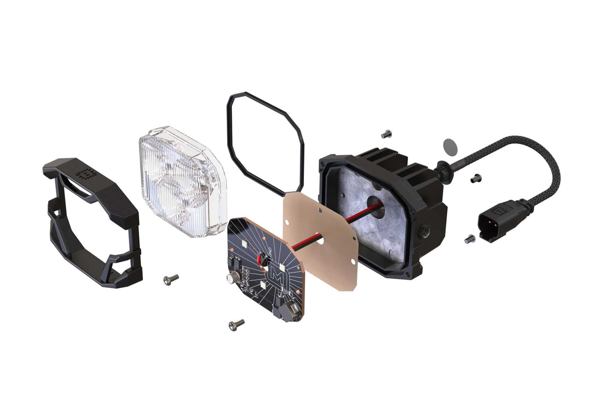 Morimoto 4Banger Ditch Light Kit: 07-13 Sierra (HXB White Combo Beam) - Off Road - Veh. Spec (Image 2 of 4)