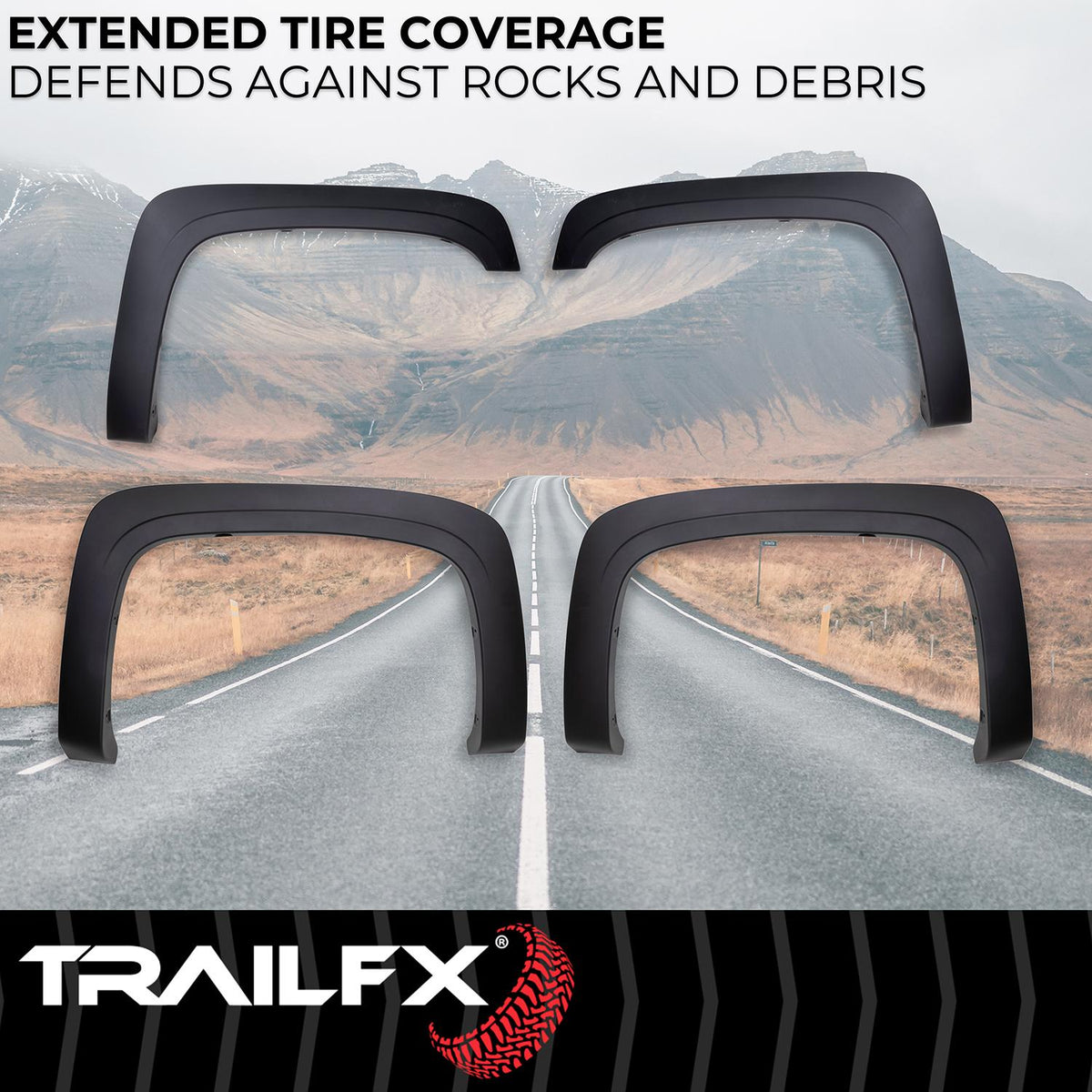 TrailFX TFC3001OE OE-Style Smooth Black Fender Flares (Set of 4) | Chevy Silverado 1500/2500/3500 (2007-2014)
