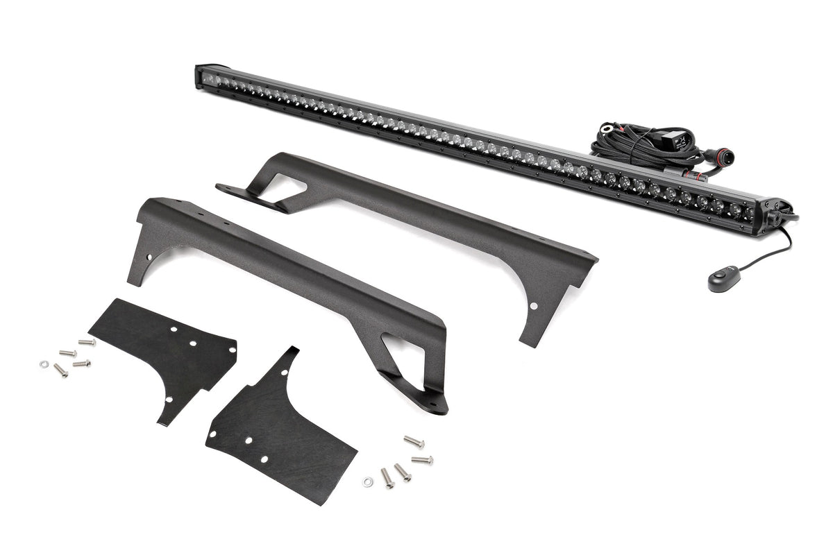 Rough Country 70588BL LED Light Kit | Windshield Mount | 50" Black Single Row | Jeep Wrangler TJ (97-06) - Image 1