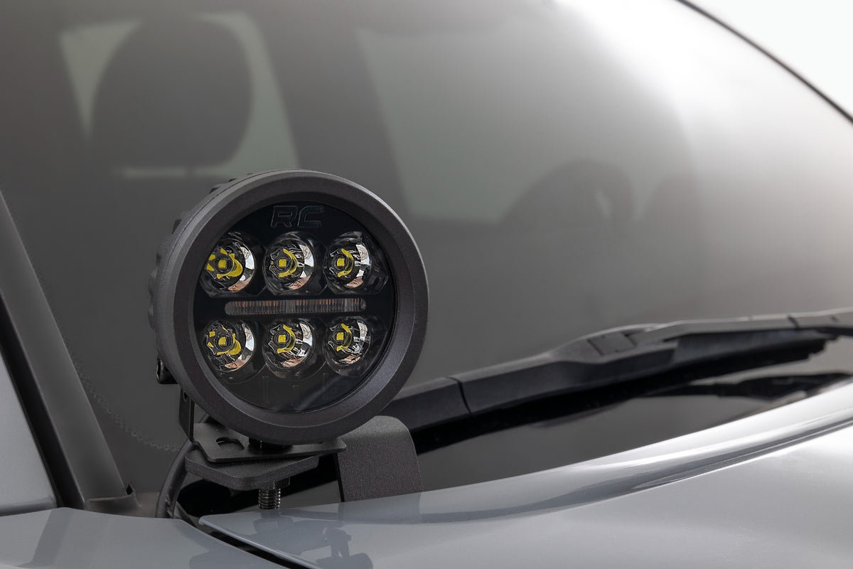 RC LED Light Kit | Ditch Mount | Black Series Round | 3.5 Inch | Amber DRL | Toyota Tacoma (16-23) (manufacturer page)