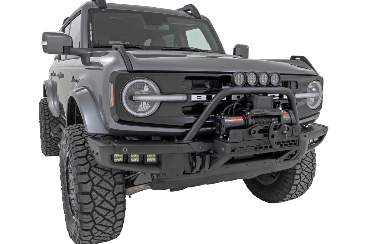 Safari Bar | 3.5" Round LED (Quad) | Black | Amber DRL | OE Modular Steel | Ford Bronco (21-26) - Bull Bars (Image 3 of 6)