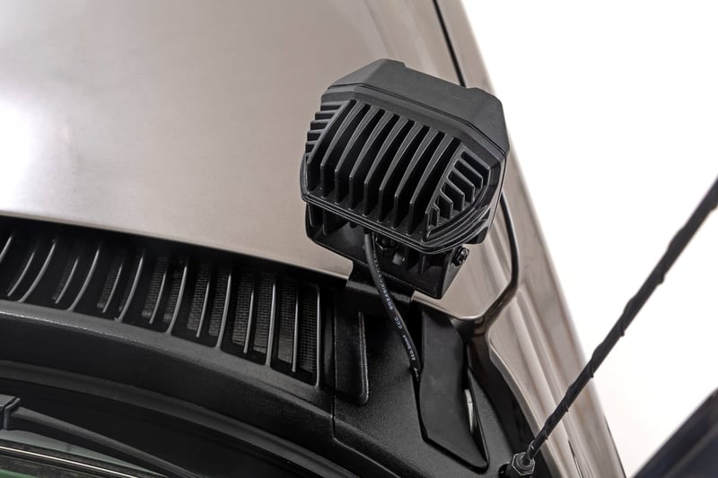 RC LED Light Kit | Ditch Mount | Black Series Round | 3.5 Inch | Amber DRL | Chevy 1500 (99-06) (manufacturer page)