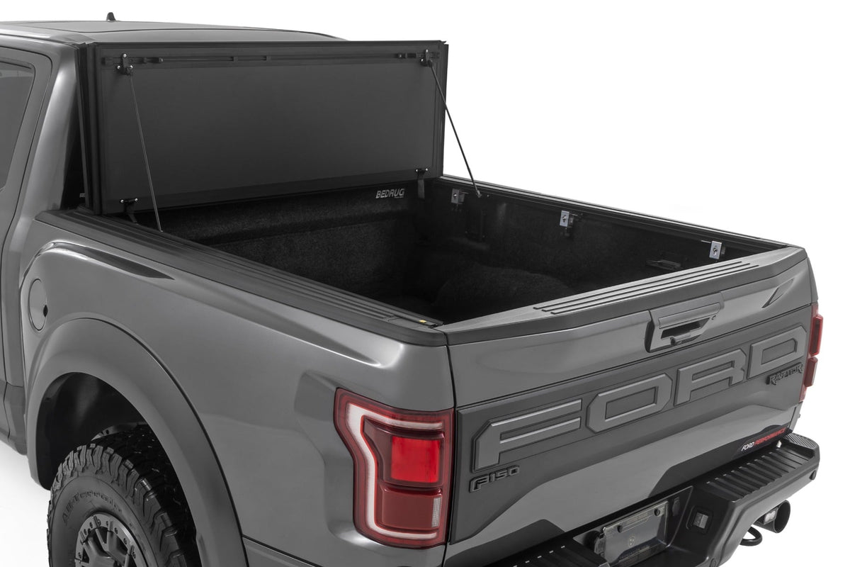 Rough Country 49221550 Hard Tri-Fold Flip Up Bed Cover | 5'7" Bed | Ford F-150 (21-26)/F-150 Lightning (22-26)