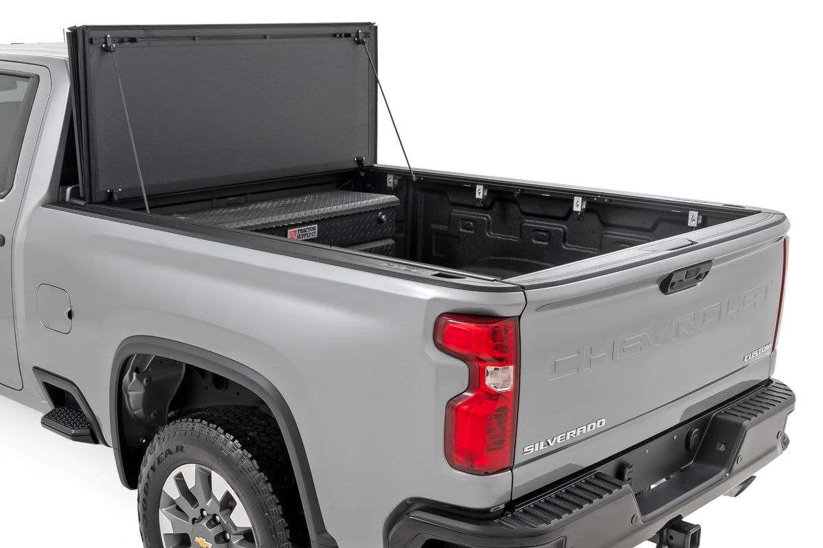 Hard Tri-Fold Flip Up Bed Cover | 6'9" Bed | Chevy/GMC  Silverado/Sierra 2500HD/3500HD (20-26) - Bed Covers (Image 2 of 6)