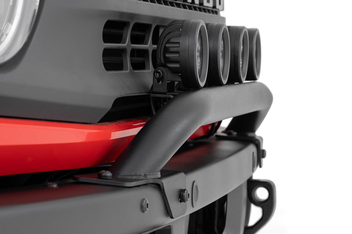 Light Bar Mount | 3.5" Round LED (Quad) | Black | Amber DRL | OE Modular Steel | Ford Bronco (21-24) - Bull Bars (Image 5 of 6)