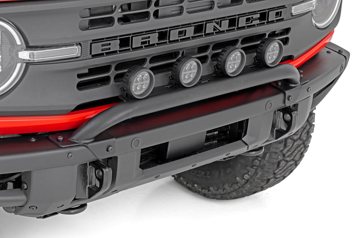 Light Bar Mount | 3.5" Round LED (Quad) | Black | Amber DRL | OE Modular Steel | Ford Bronco (21-24) - Bull Bars (Image 6 of 6)
