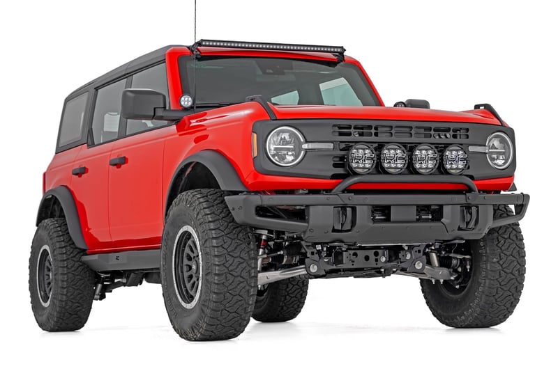 RC Light Bar Mount | 3.5" Round LED (Quad) | Black | Amber DRL | OE Modular Steel | Ford Bronco (21-24) (manufacturer page)