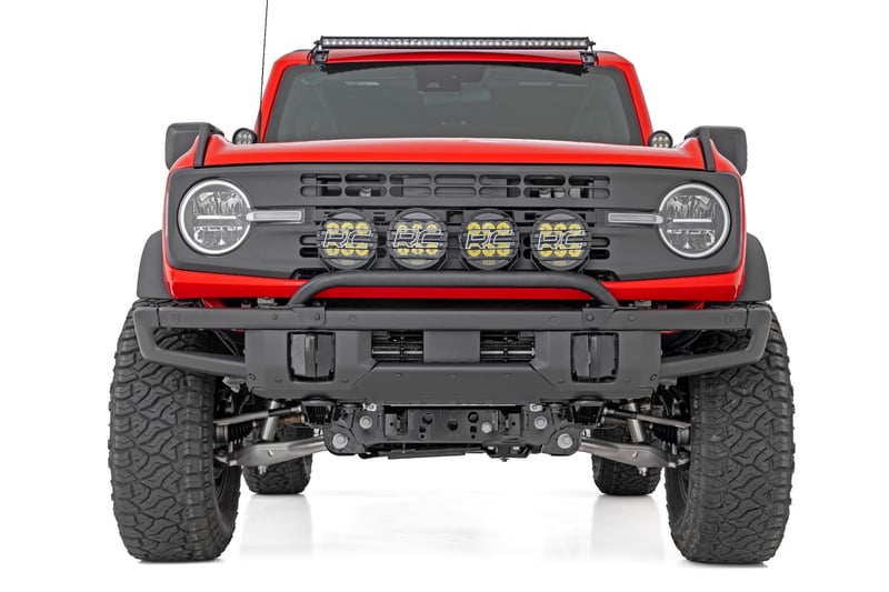 RC Light Bar Mount | 3.5" Round LED (Quad) | Black | Amber DRL | OE Modular Steel | Ford Bronco (21-24) (manufacturer page)