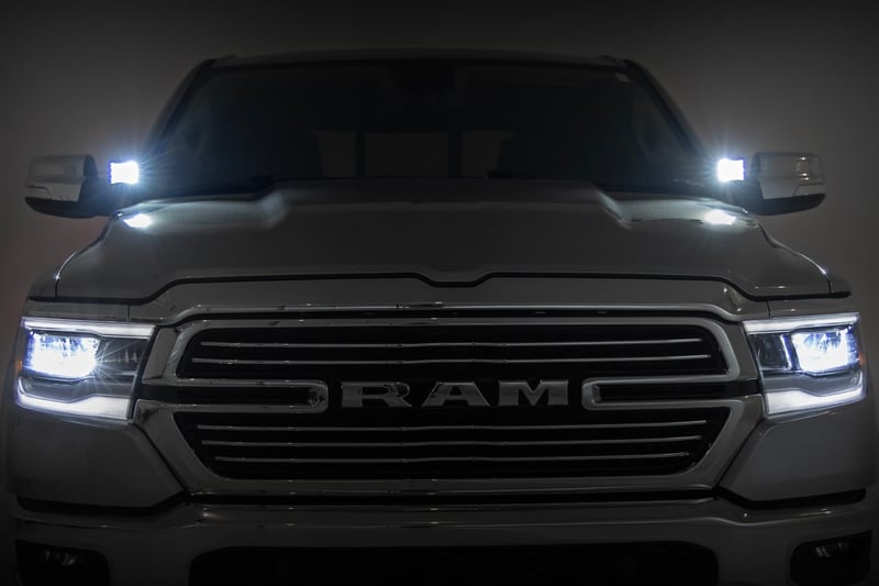 RC LED Light Kit | Ditch Mount | 2" Black Pair | Spot | Ram 1500 2WD/4WD (19-26) (manufacturer page)