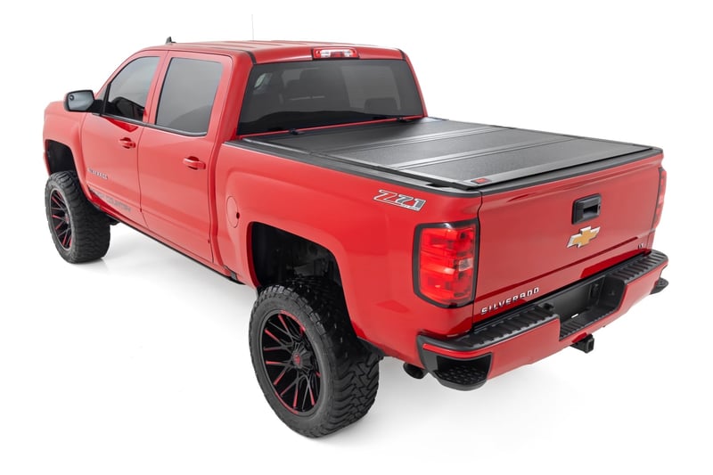 RC Hard Tri-Fold Flip Up Bed Cover | 6'7" Bed | Rail Cap | Chevy/GMC 1500/2500HD/3500HD (14-19) (manufacturer page)