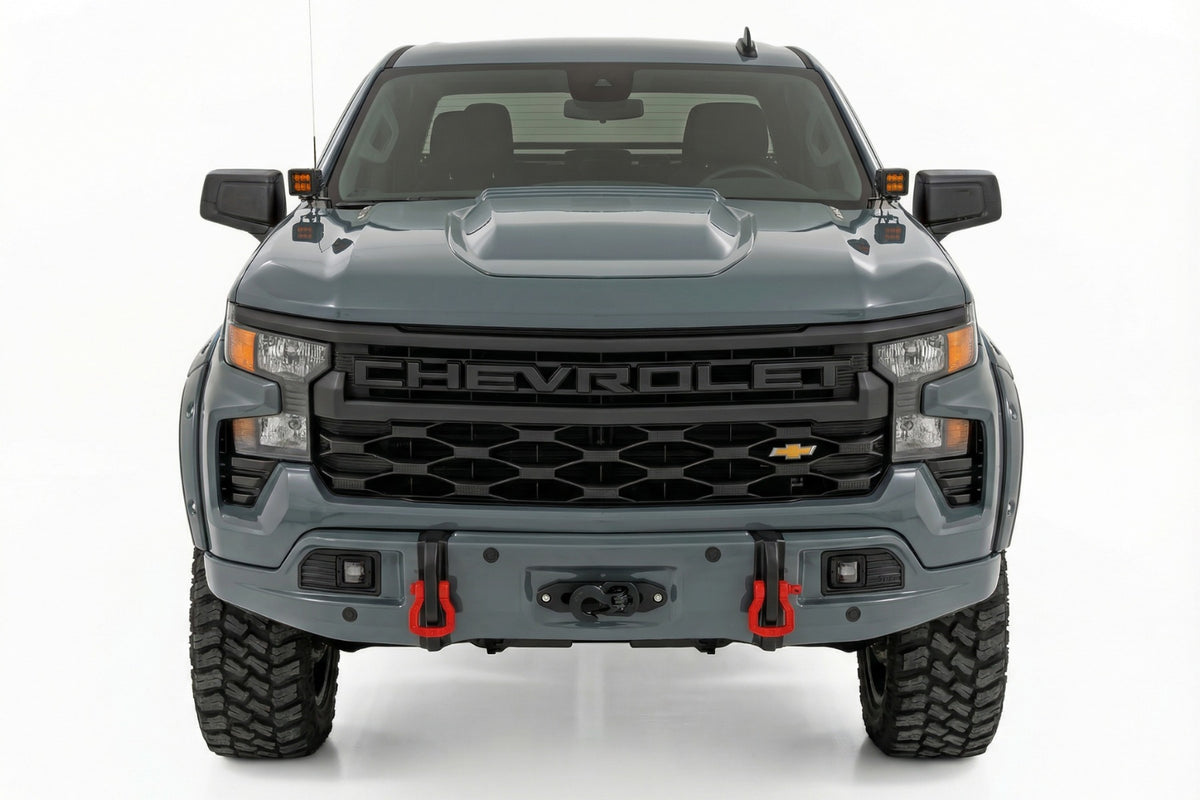 Rough Country 13007-GBD Front FXS Bumper | 12000S | GBD Cypress Gray | Chevy Silverado 1500 (23-26) - Studio View 2