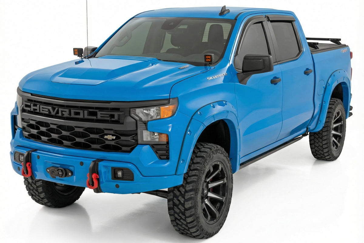 Rough Country 13006-GLT Bumper Cover | GLT Glacier Blue | Chevy Silverado 1500 2WD/4WD (2023-2026) - Studio View 3