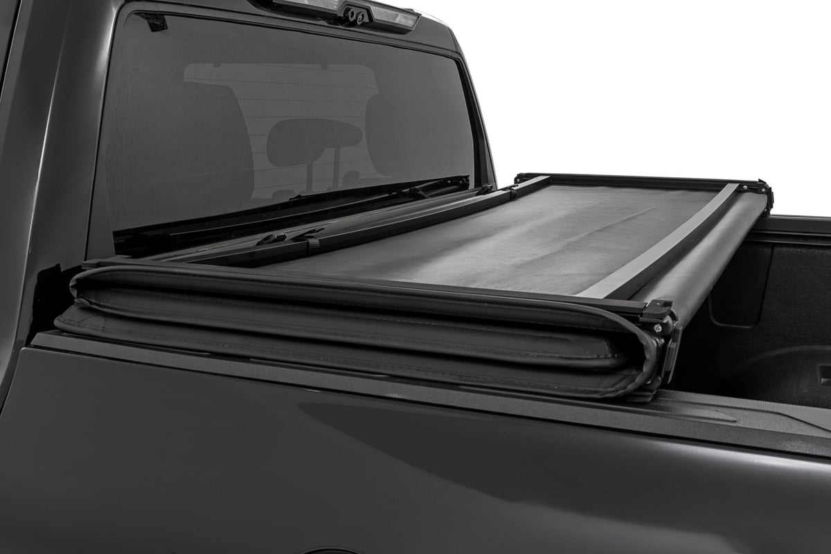 Soft Tri-Fold Bed Cover | With & W/O OE Rails | 6'7" Bed | Toyota Tundra (22-26) - Bed Covers (Image 4 of 6)