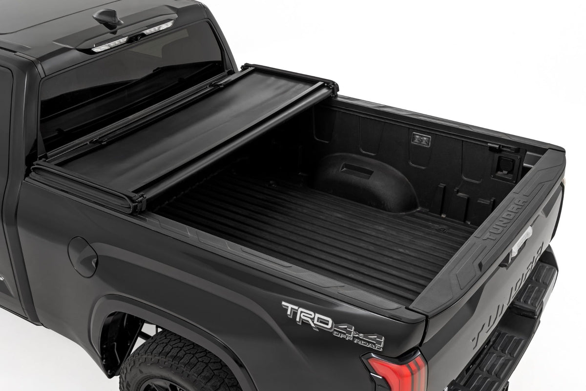 Soft Tri-Fold Bed Cover | With & W/O OE Rails | 6'7" Bed | Toyota Tundra (22-26) - Bed Covers (Image 2 of 6)