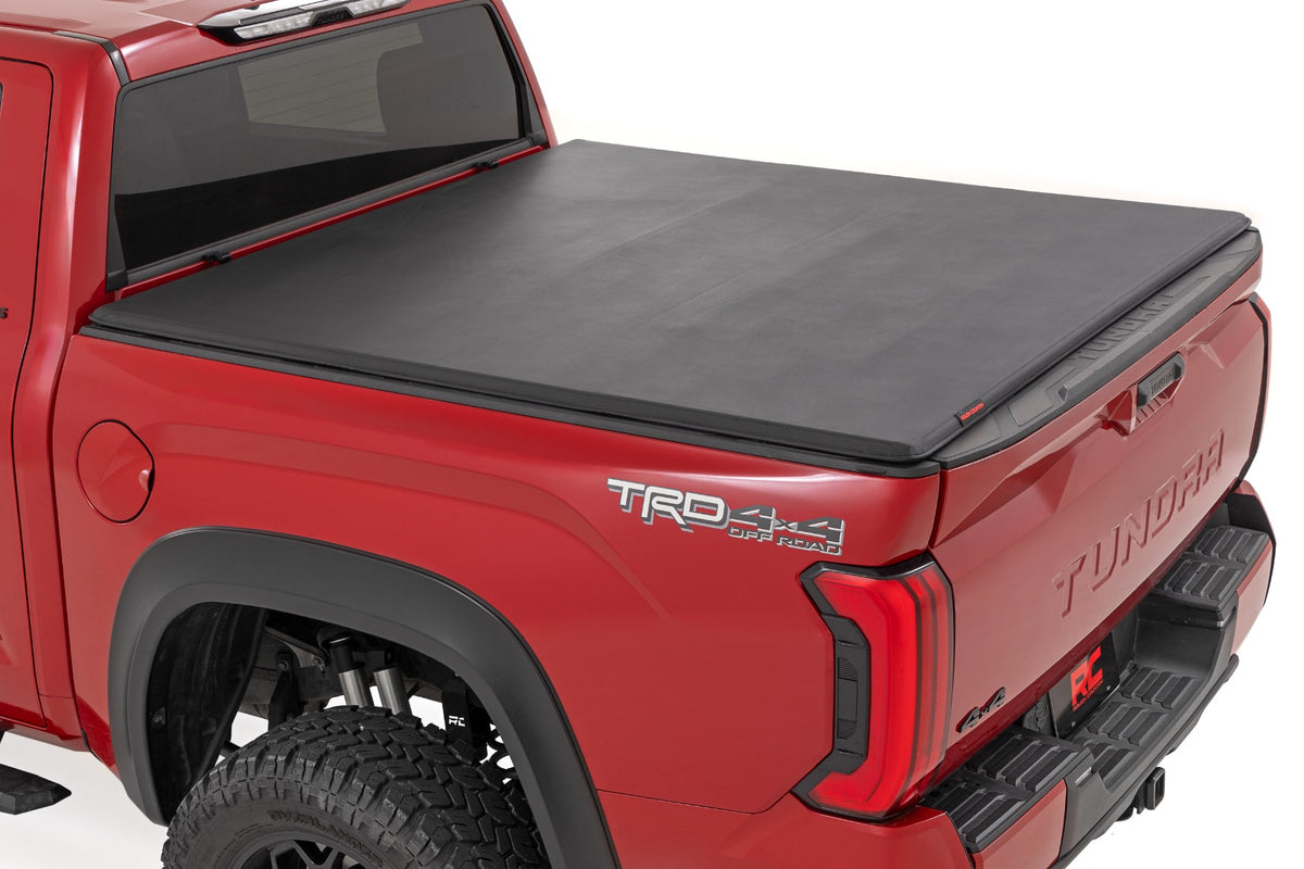 Soft Tri-Fold Bed Cover | 5'7" Bed | with and w/o OE Rail | Toyota Tundra (22-26) - Bed Covers (Image 1 of 6)