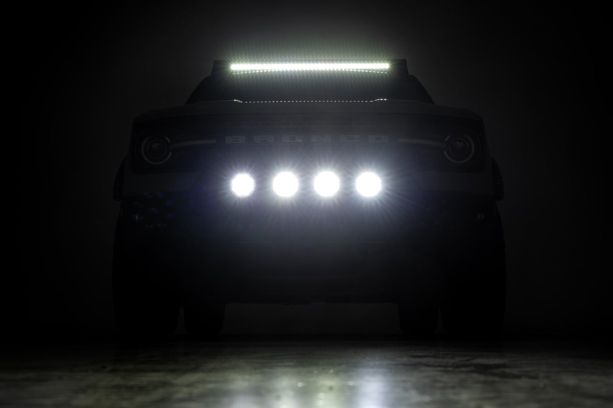 Rough Country 51158 Nudge Bar | w/ Tow Hooks | 4 Inch Round Led (x4) | Ford Bronco Sport (21-24) - Studio View 6