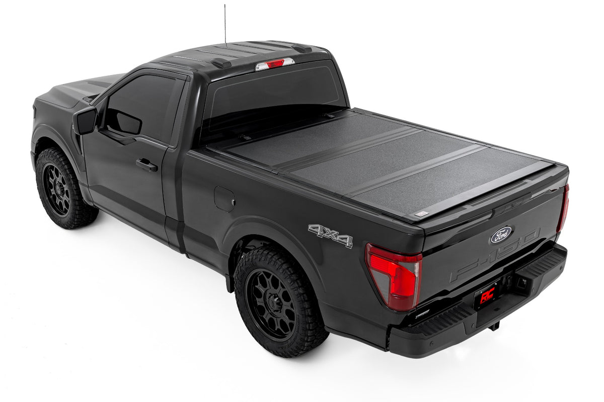 Rough Country 49225650 Hard Tri-Fold Flip Up Bed Cover | 6'7" Bed | Ford F-150 2WD/4WD (2021-2026) - Studio View 3