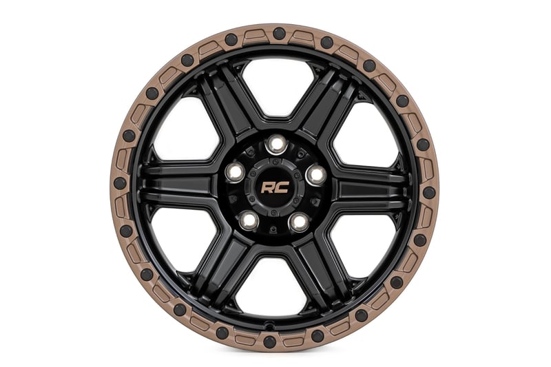 RC 79 Series Wheel | One-Piece | Semi Gloss Black w/Bronze Ring | 18x9 | 5x5 | -12mm (manufacturer page)