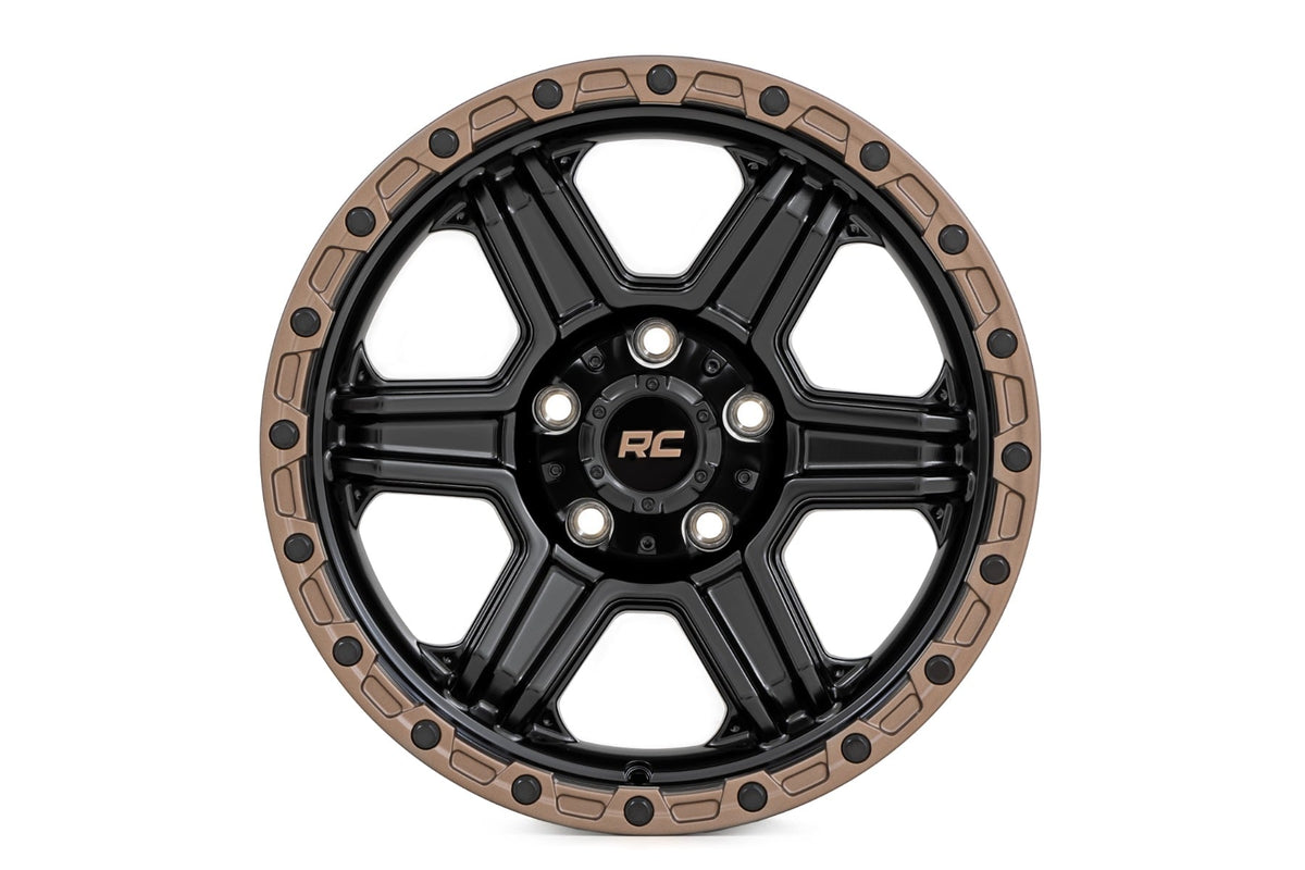 Rough Country 79 Series Wheel | One-Piece | Semi Gloss Black w/Bronze Ring | 17x8.5 | 5x5 | 0mm - RC Wheels (Image 2 of 6)
