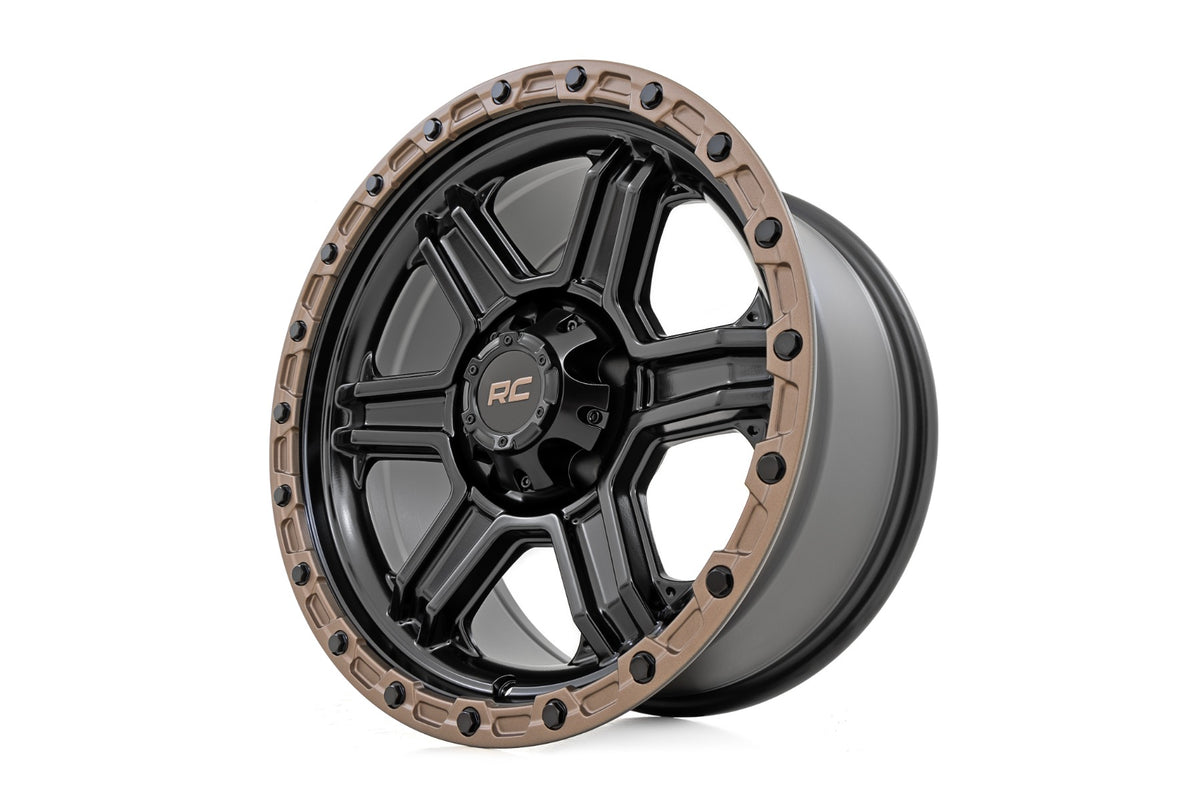 Rough Country 79 Series Wheel | One-Piece | Semi Gloss Black w/Bronze Ring | 17x8.5 | 5x5 | 0mm - RC Wheels (Image 3 of 6)