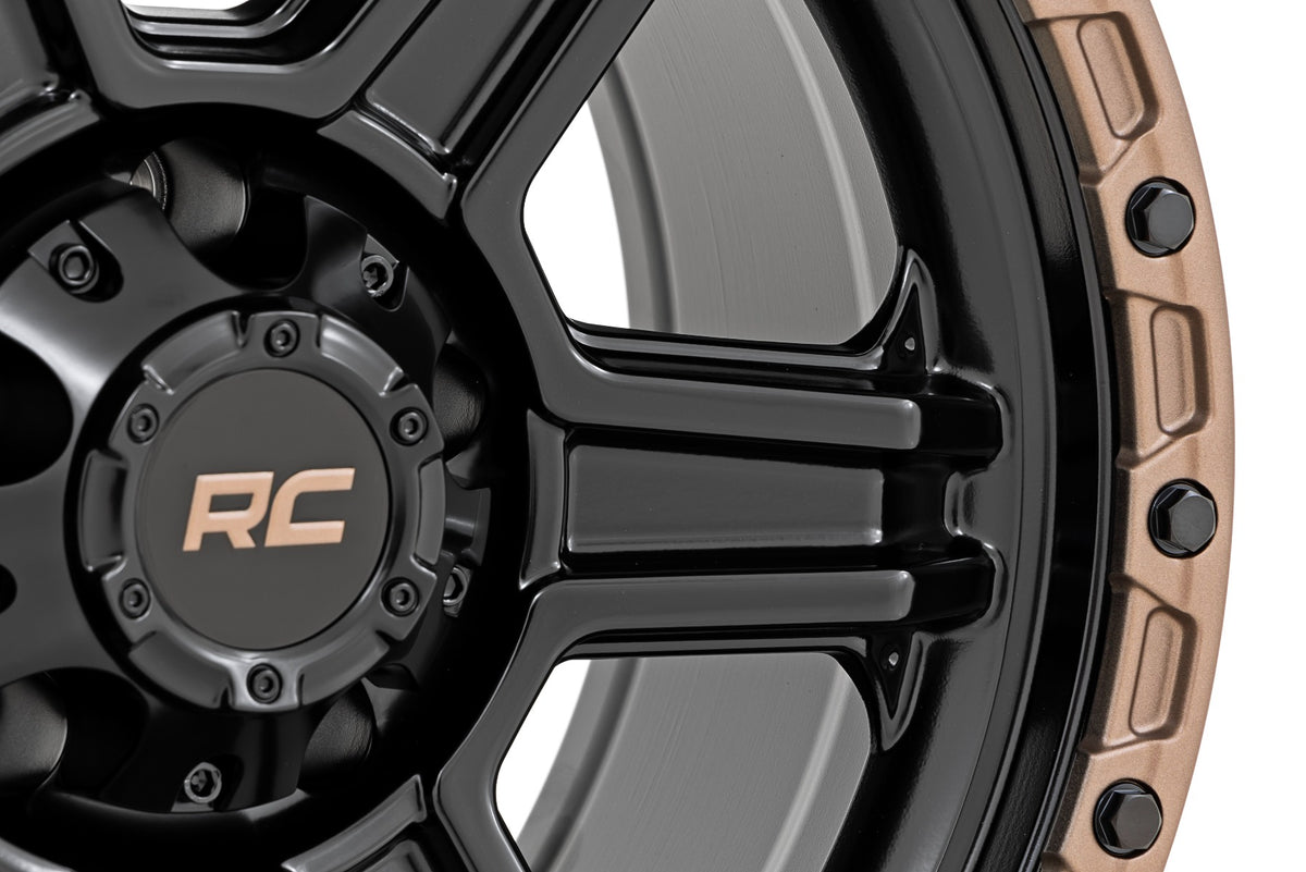 Rough Country 79 Series Wheel | One-Piece | Semi Gloss Black w/Bronze Ring | 17x8.5 | 5x5 | 0mm - RC Wheels (Image 4 of 6)