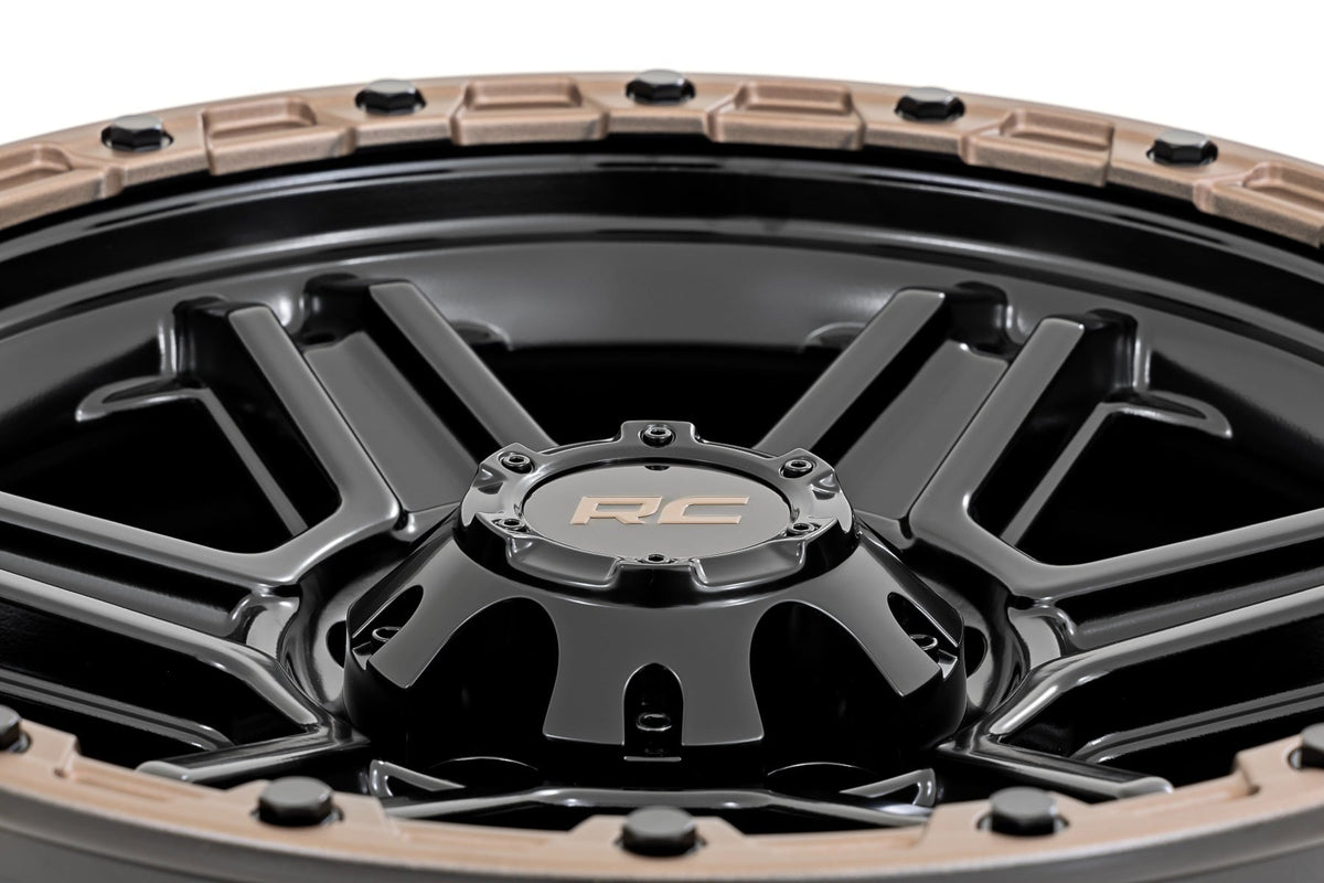Rough Country 79 Series Wheel | One-Piece | Semi Gloss Black w/Bronze Ring | 18x9 | 5x5.5 | -12mm - RC Wheels (Image 5 of 6)