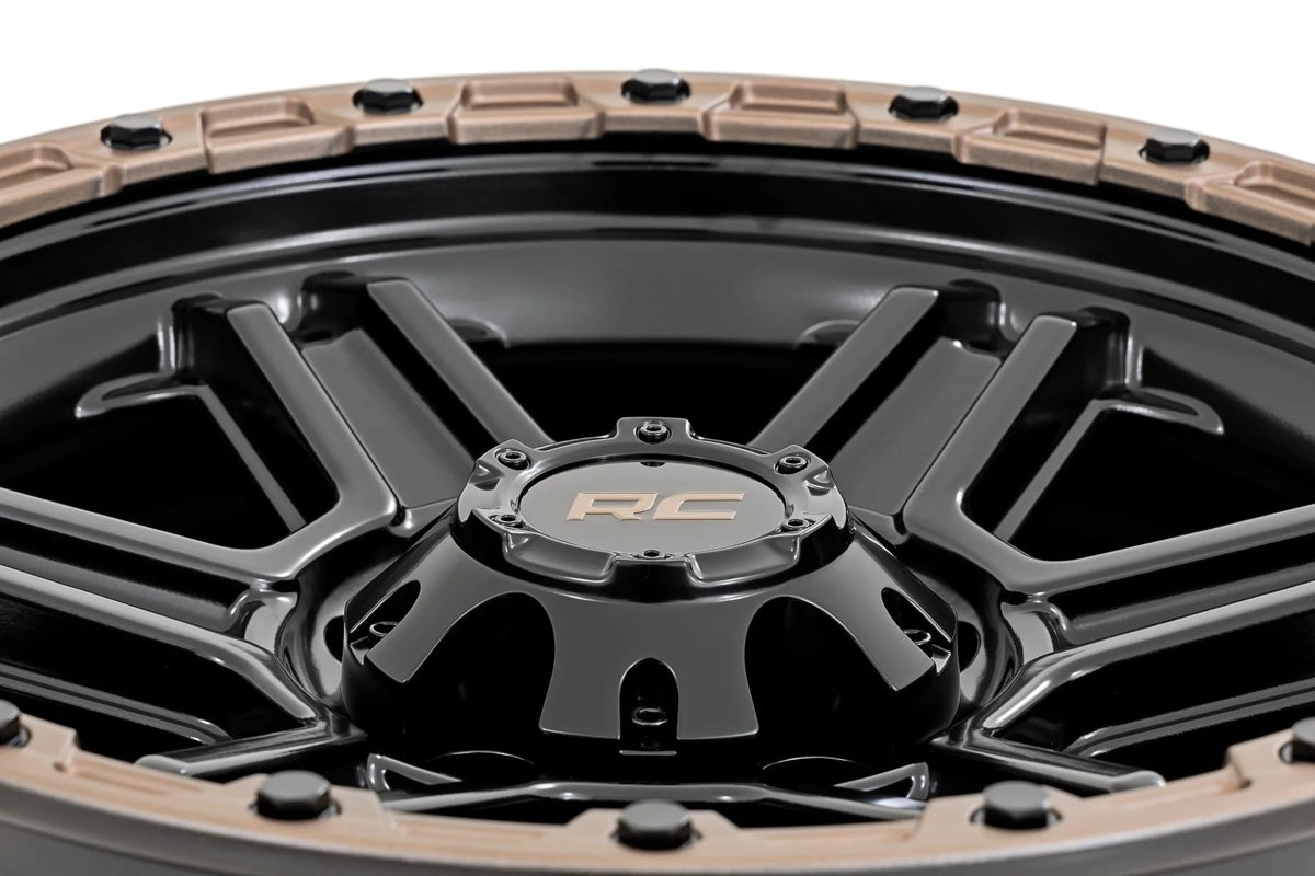 Rough Country 79 Series Wheel | One-Piece | Semi Gloss Black w/Bronze Ring | 18x9 | 5x5 | 0mm - RC Wheels (Image 5 of 6)