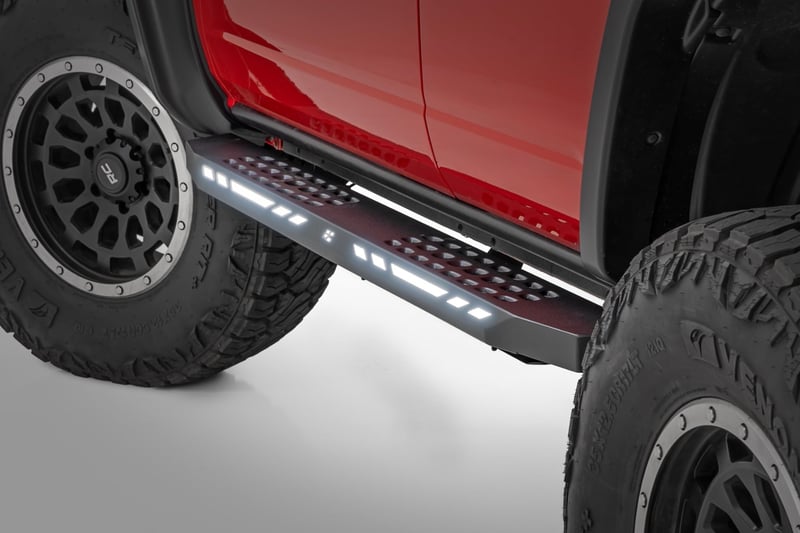 RC AC2 Running Boards | Amber/White | 4-Door | Ford Bronco 4WD (2021-2026) (manufacturer page)