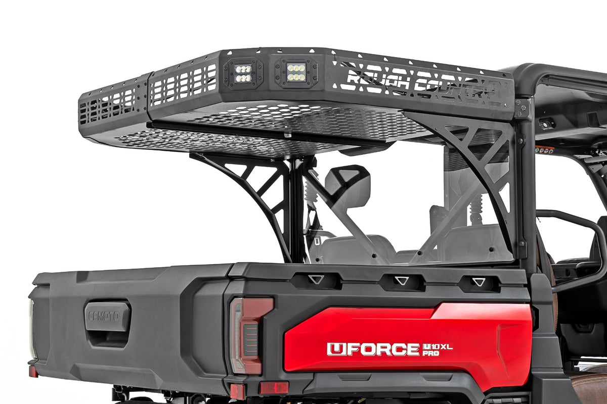 RC Cargo Rack | Dual 2" Black LED Pairs | Flush Mount | CFMOTO U10 1000 PRO (manufacturer page)