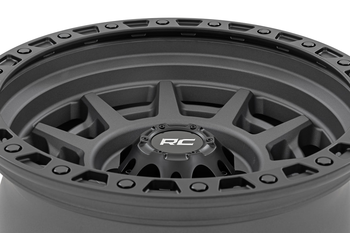 Rough Country 85 Series Wheel | Simulated Beadlock | Gunmetal Gray/Black | 17x9 | 6x5.5 | -12mm - RC Wheels (Image 3 of 6)