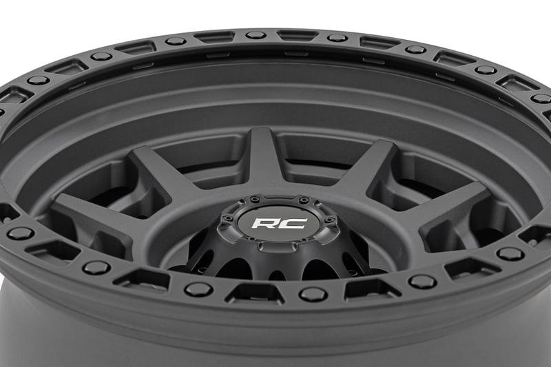 RC 85 Series Wheel | Simulated Beadlock | Gunmetal Gray/Black | 17x9 | 6x5.5 | -12mm (manufacturer page)