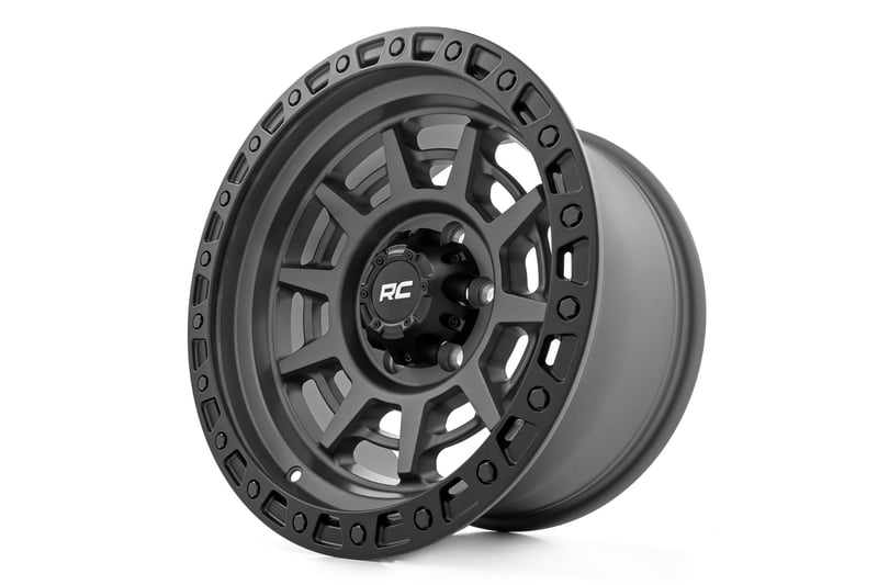 RC 85 Series Wheel | Simulated Beadlock | Gunmetal Gray/Black | 17x9 | 6x5.5 | -12mm (manufacturer page)