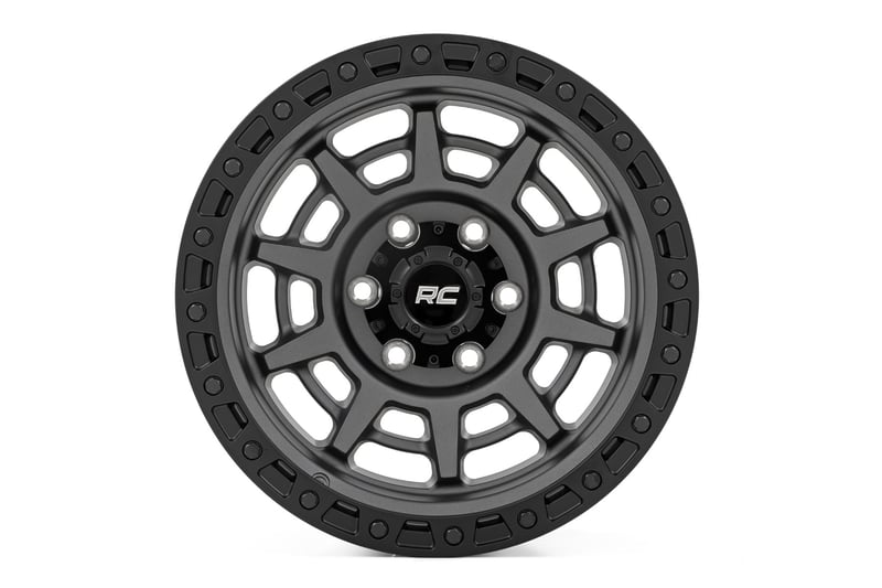 RC 85 Series Wheel | Simulated Beadlock | Gunmetal Gray/Black | 17x9 | 6x5.5 | -12mm (manufacturer page)