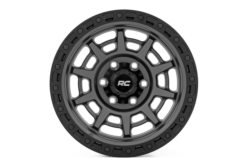 RC 85 Series Wheel | Simulated Beadlock | Gunmetal Gray/Black | 17x9 | 6x5.5 | -12mm (manufacturer page)