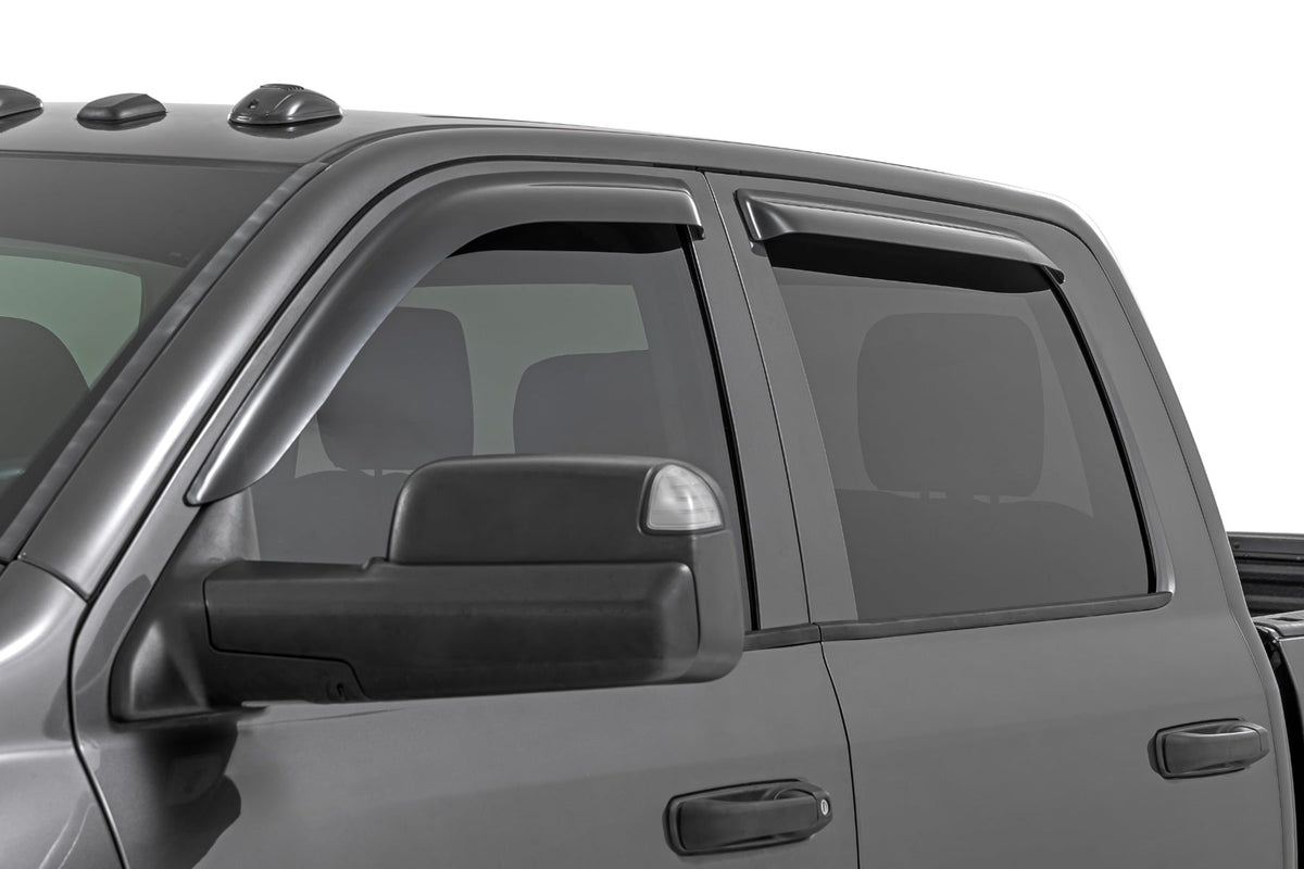 Rough Country 942924 Side Window Deflectors | Tape On Rain Guard | Ram 1500 (09-18)/2500 (10-26) - Image 1