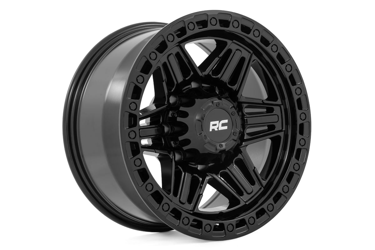 Rough Country 76 Series Wheel | Simulated Beadlock | Gloss Black | 17x9 | 8x6.5 | -12mm - RC Wheels (Image 4 of 6)