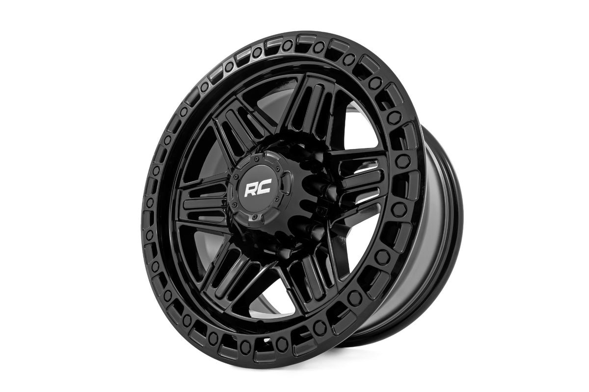 Rough Country 76 Series Wheel | Simulated Beadlock | Gloss Black | 17x9 | 5x5 | -12mm - RC Wheels (Image 3 of 6)