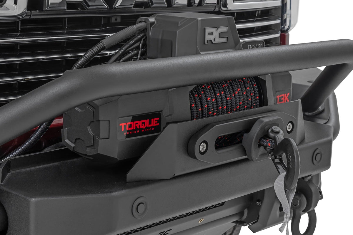 Rough Country 51212W Front Bumper | Tubular |Winch Mount | Ram 2500/3500 2WD/4WD (2019-2026) - Studio View 4
