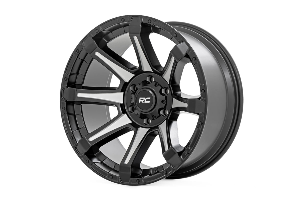 Rough Country 81 Series Wheel | One-Piece | Semi Gloss Black w/machined spokes | 20x10 | 6x5.5 | -19 - RC Wheels (Image 1 of 6)