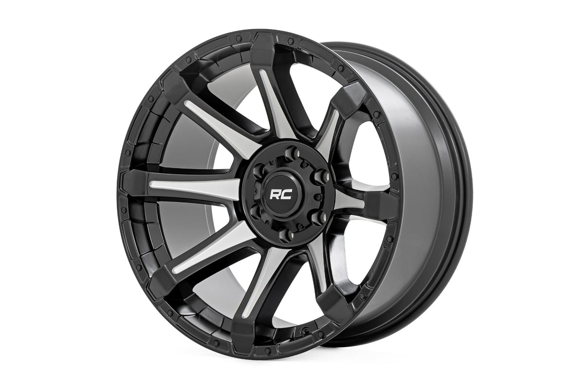 Rough Country 81 Series Wheel | One-Piece | Semi Gloss Black w/machined spokes | 20x9 | 5x5.5 | 0mm - RC Wheels (Image 1 of 6)