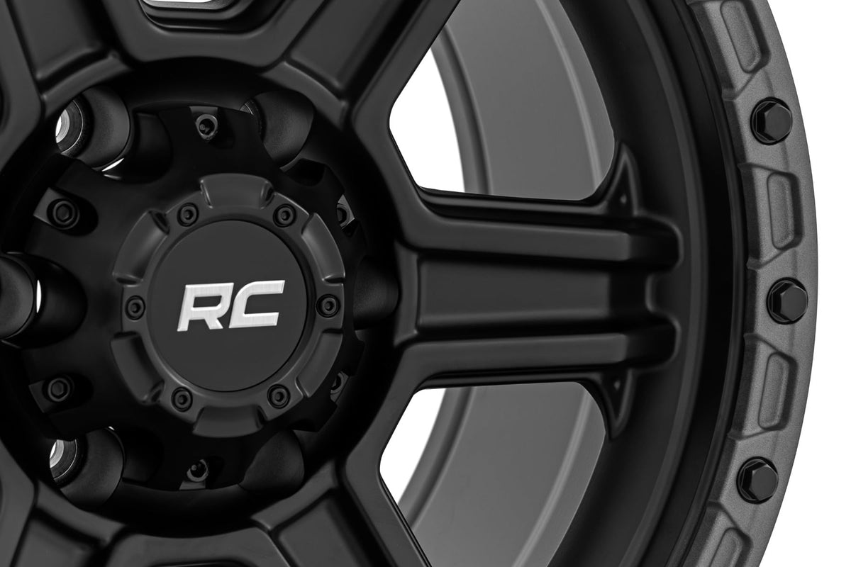 Rough Country 79170912B 79 Series Wheel | One-Piece | Semi Gloss Black w/Gunmetal Ring | 17x8.5 | 6x5.5 | 0mm - Image 5